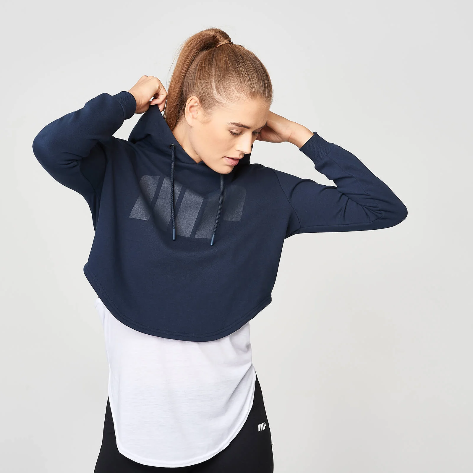 Cropped Logo Hoodie - XS - Navy Image 1