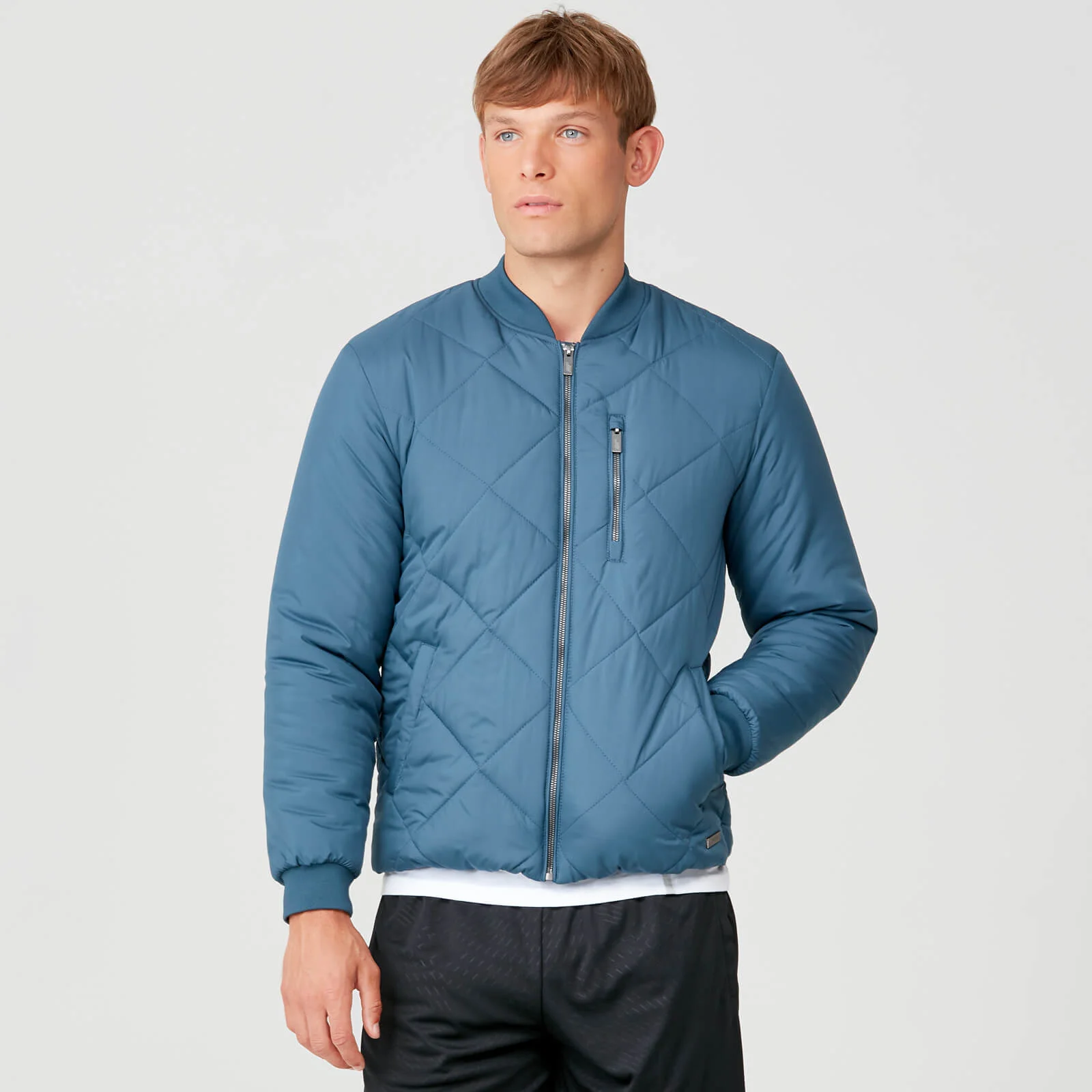 MP Men's Pro-Tech Quilted Bomber Jacket - Petrol Blue - XS Image 1