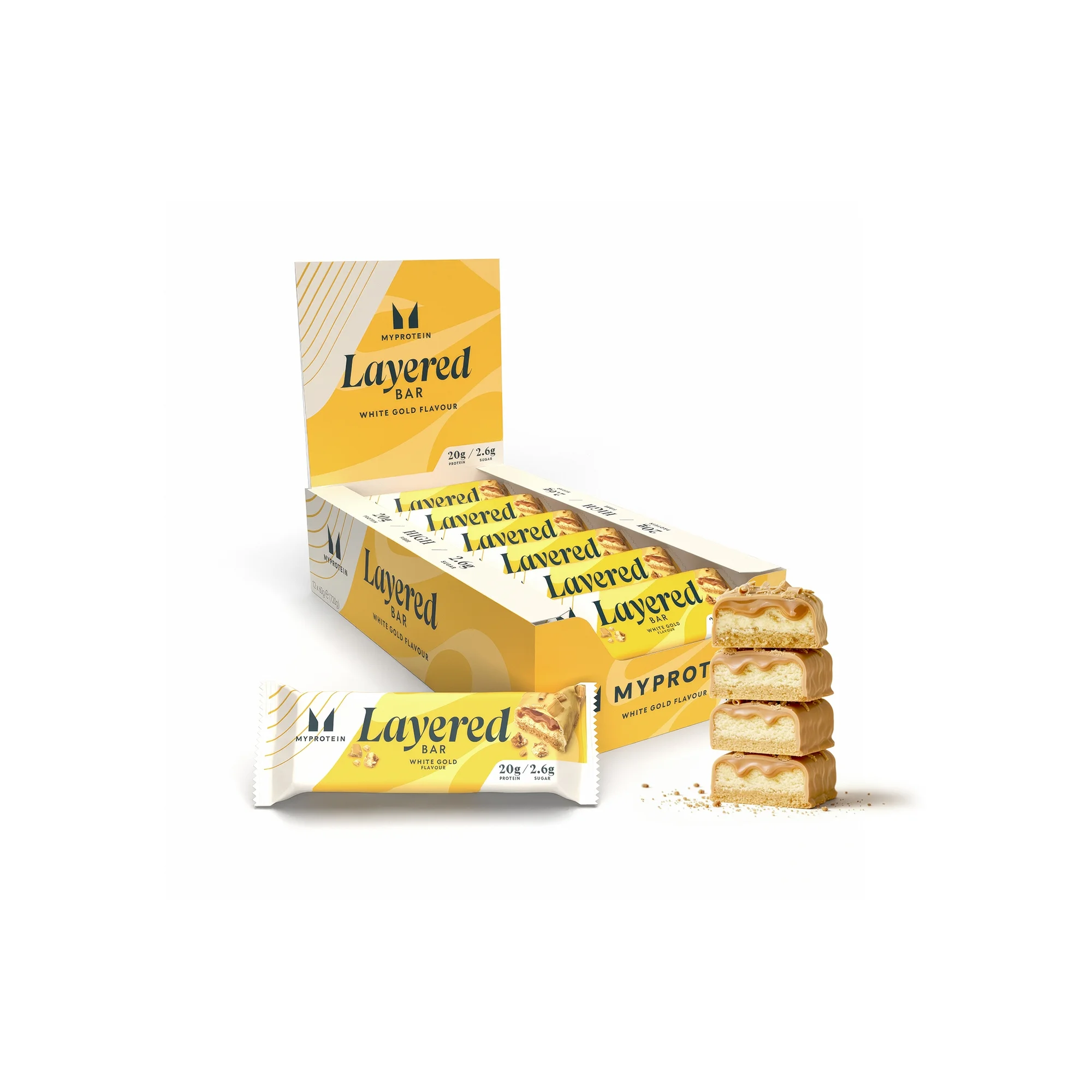 Layered Protein Bar - 12 x 60g - White Gold Image 1