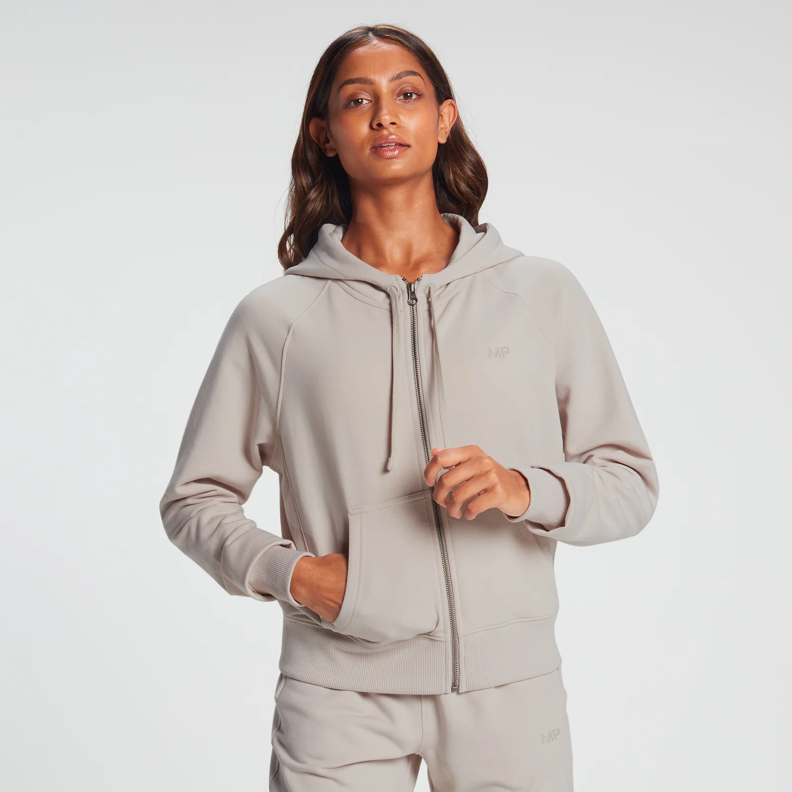 MP Women's Rest Day Zip Through Hoodie Bone Grey - XXS Image 1
