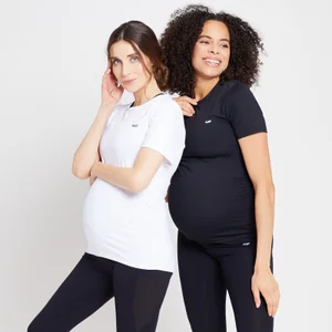 MP Women's Power Maternity Short Sleeve Top Multipack - Black/White - Size XS