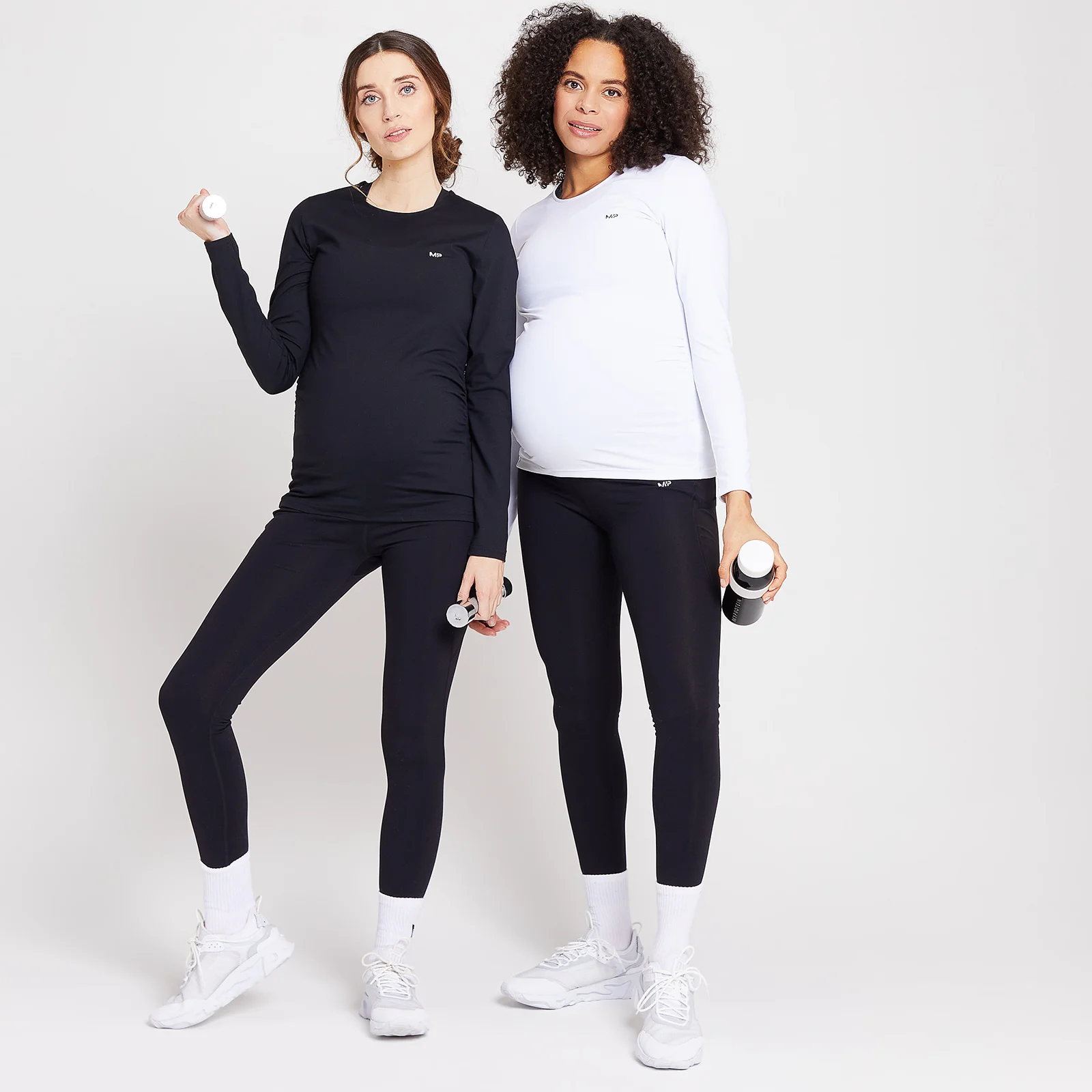 MP Women's Power Maternity Long Sleeve Top Multipack - Black/White - XXS Image 1