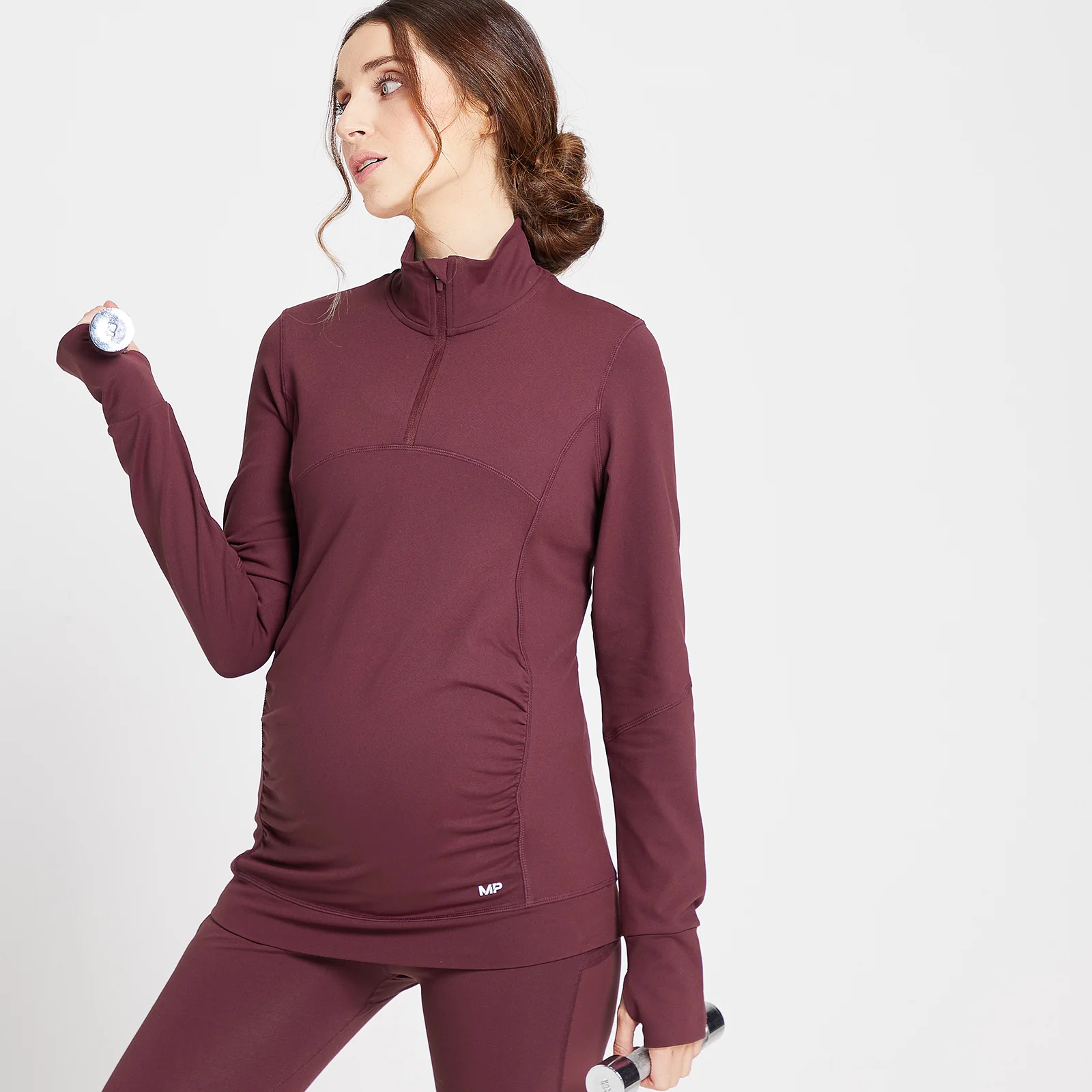 MP Women's Power Maternity 1/4 Zip - Port - XS Image 1