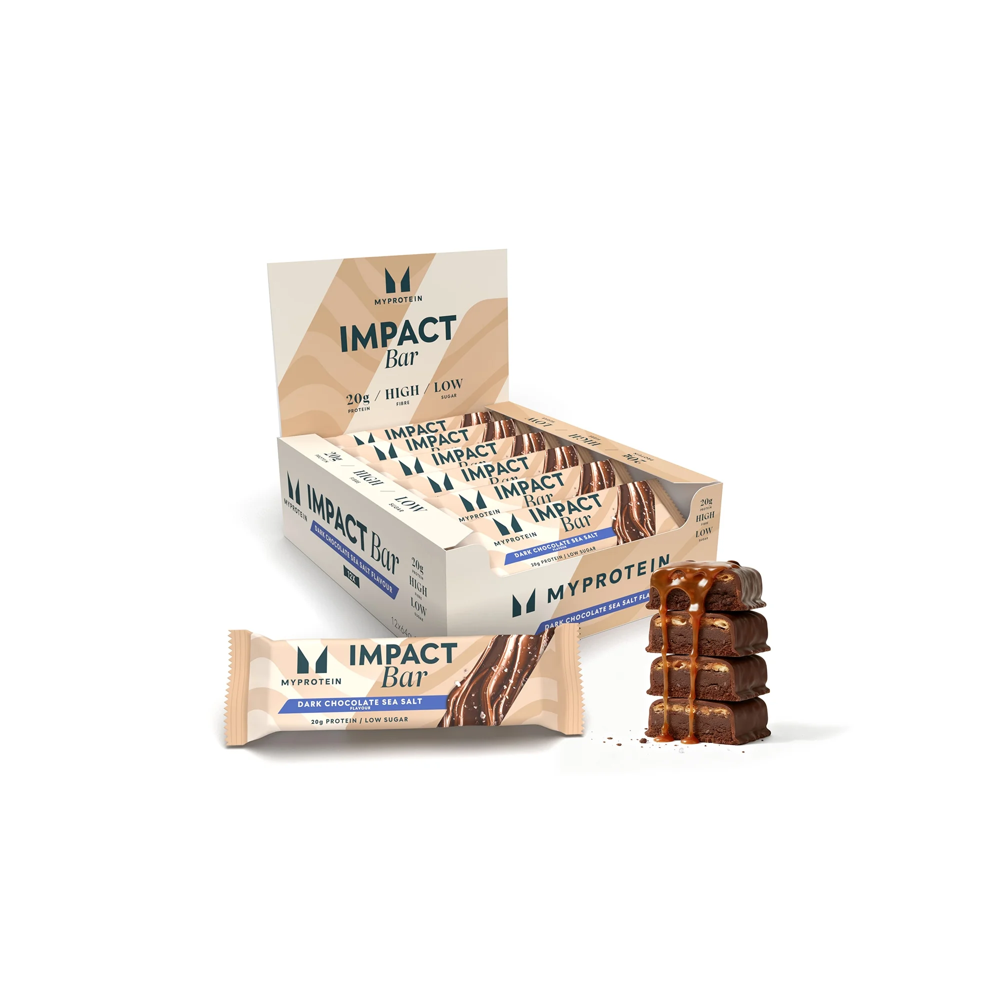 Impact Protein Bar - 12 x 64g - Dark Chocolate Sea Salt Image 1