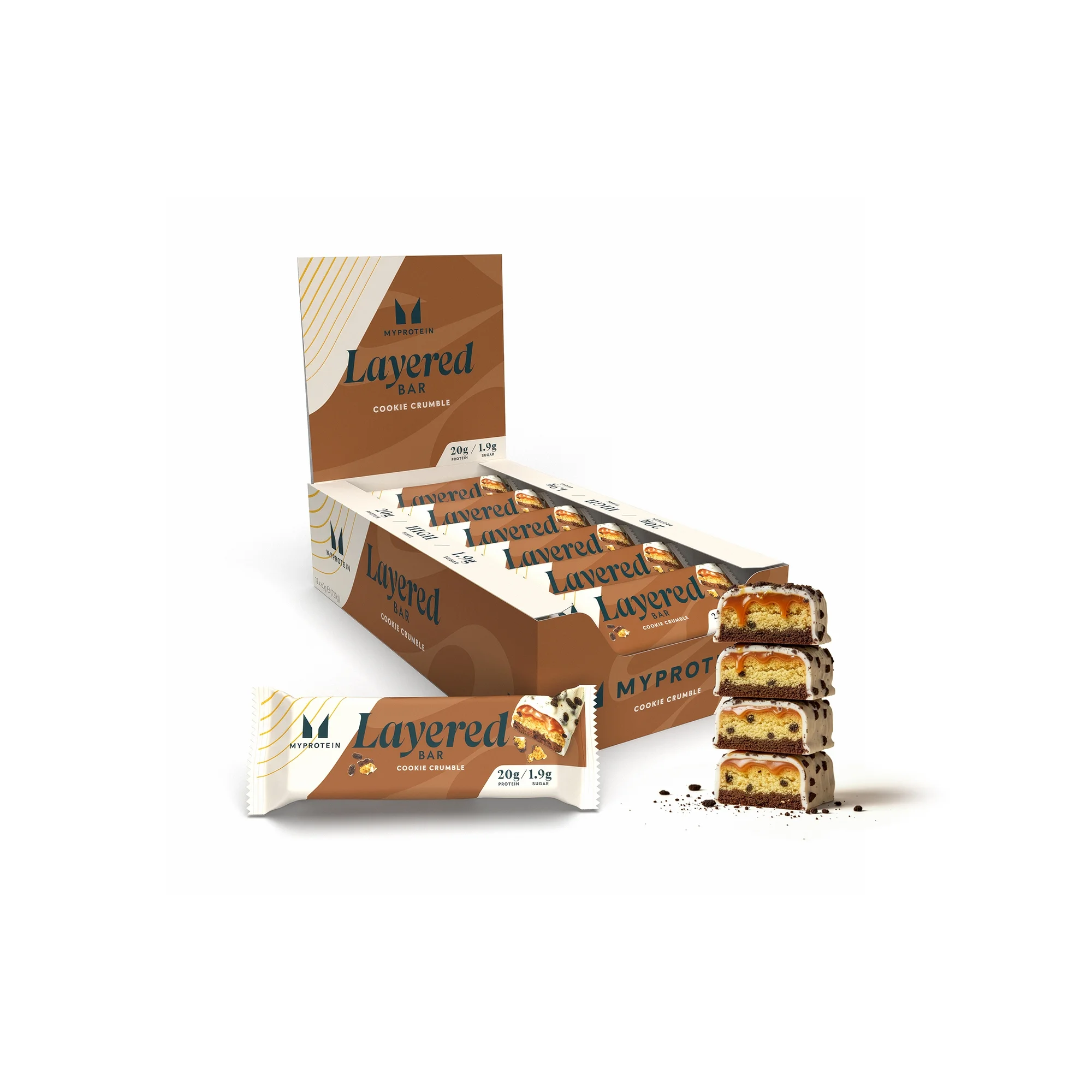Layered Protein Bar - 12 x 60g - Cookie Crumble Image 1
