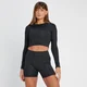 MP Women's Tempo Reversible Long Sleeve Crop Top - Black