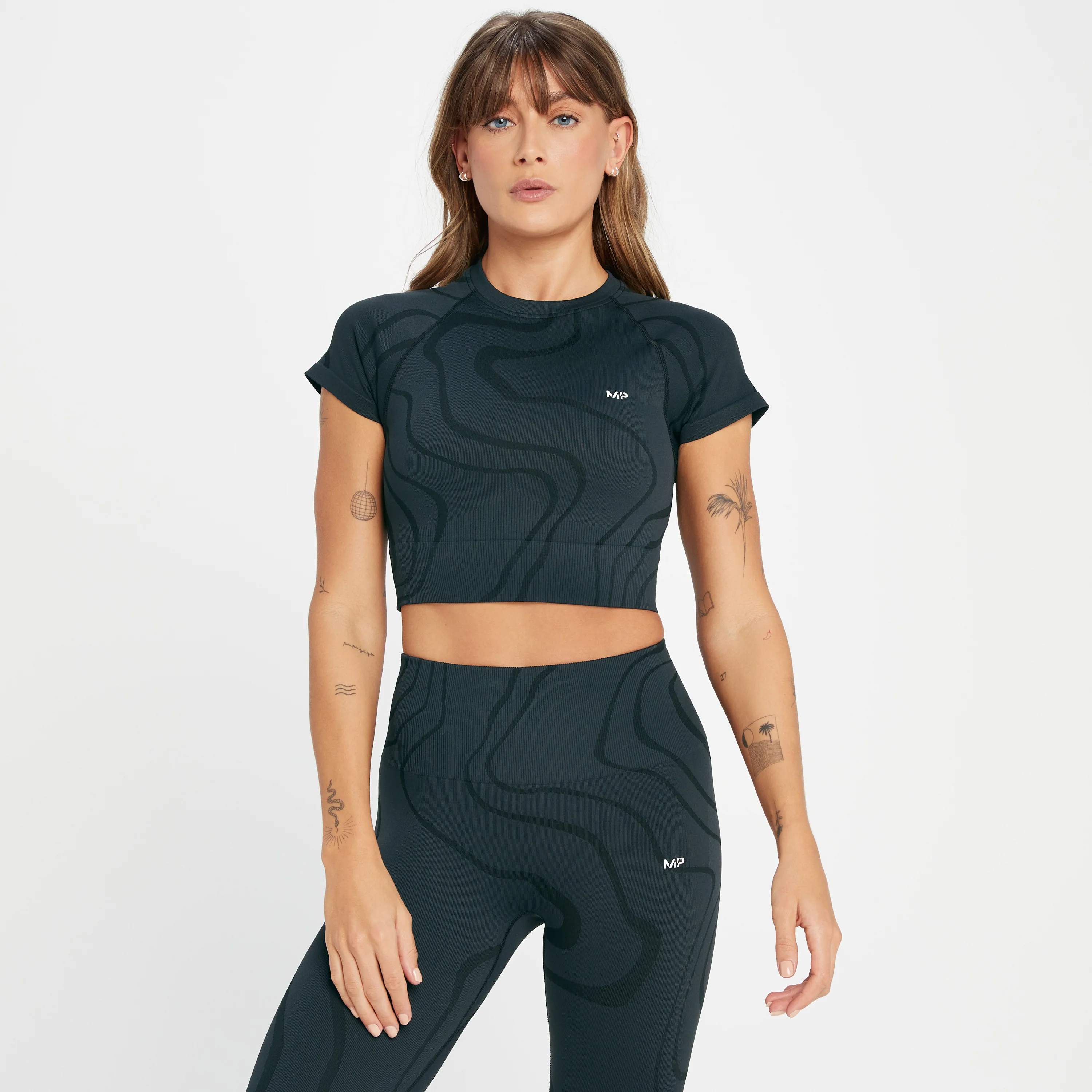 MP Women's Tempo Wave Seamless Crop Top - Black - M Image 1