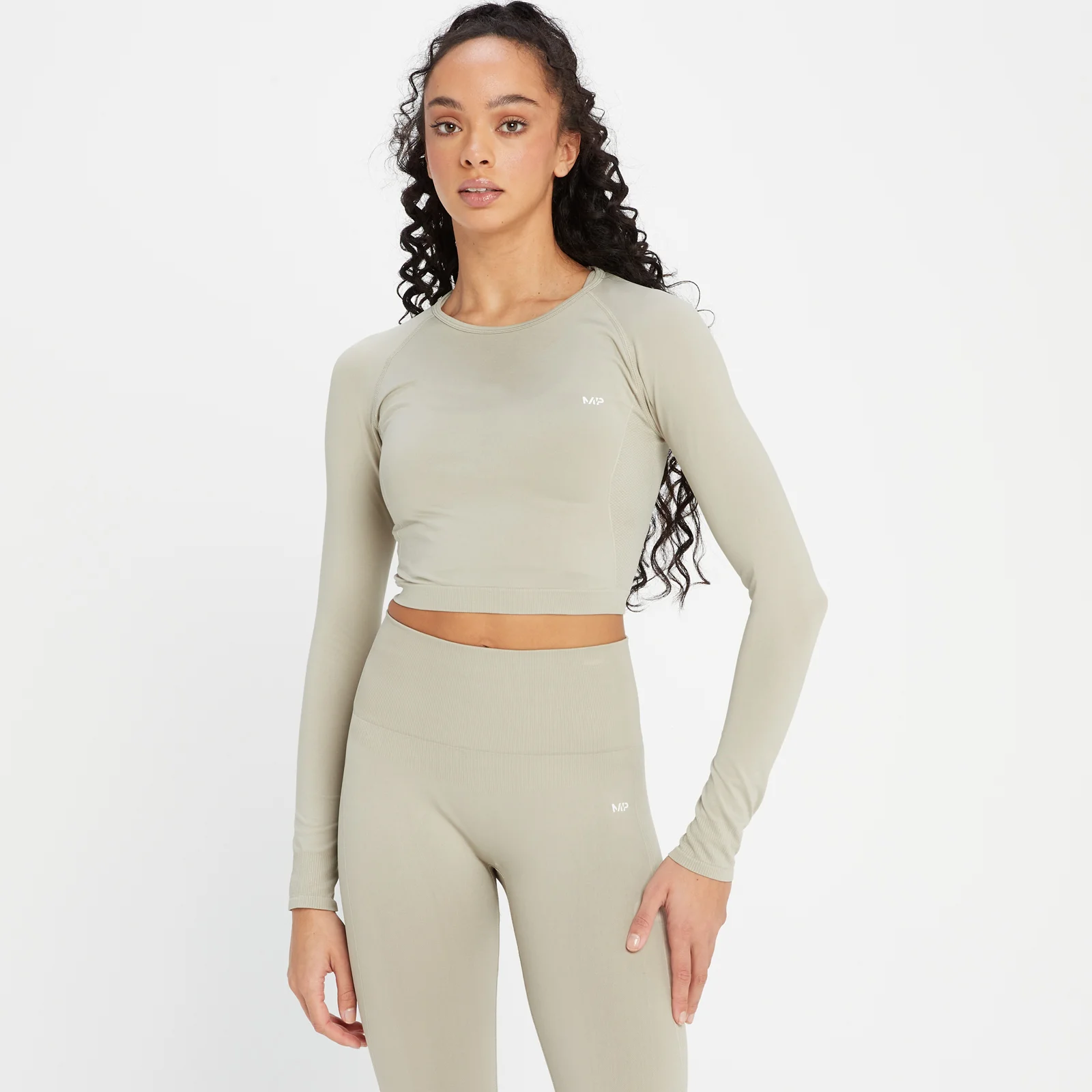 MP Women's Shape Seamless Long Sleeve Crop Top - Soft Grey - XXS Image 1