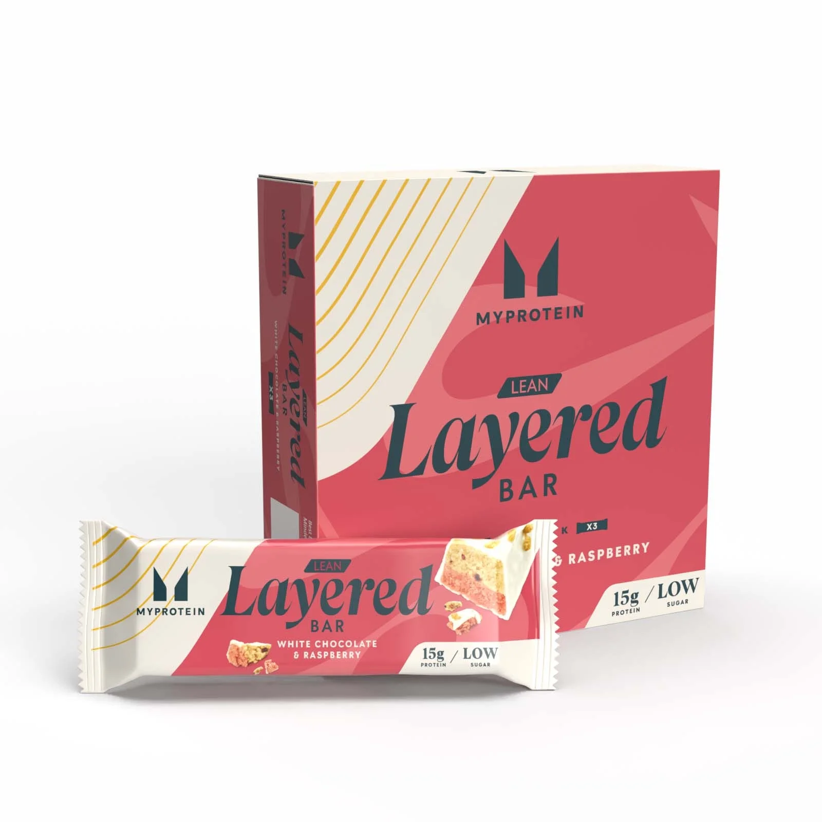 Lean Layered Protein Bar - 3 x 40g - White Chocolate and Raspberry Image 1