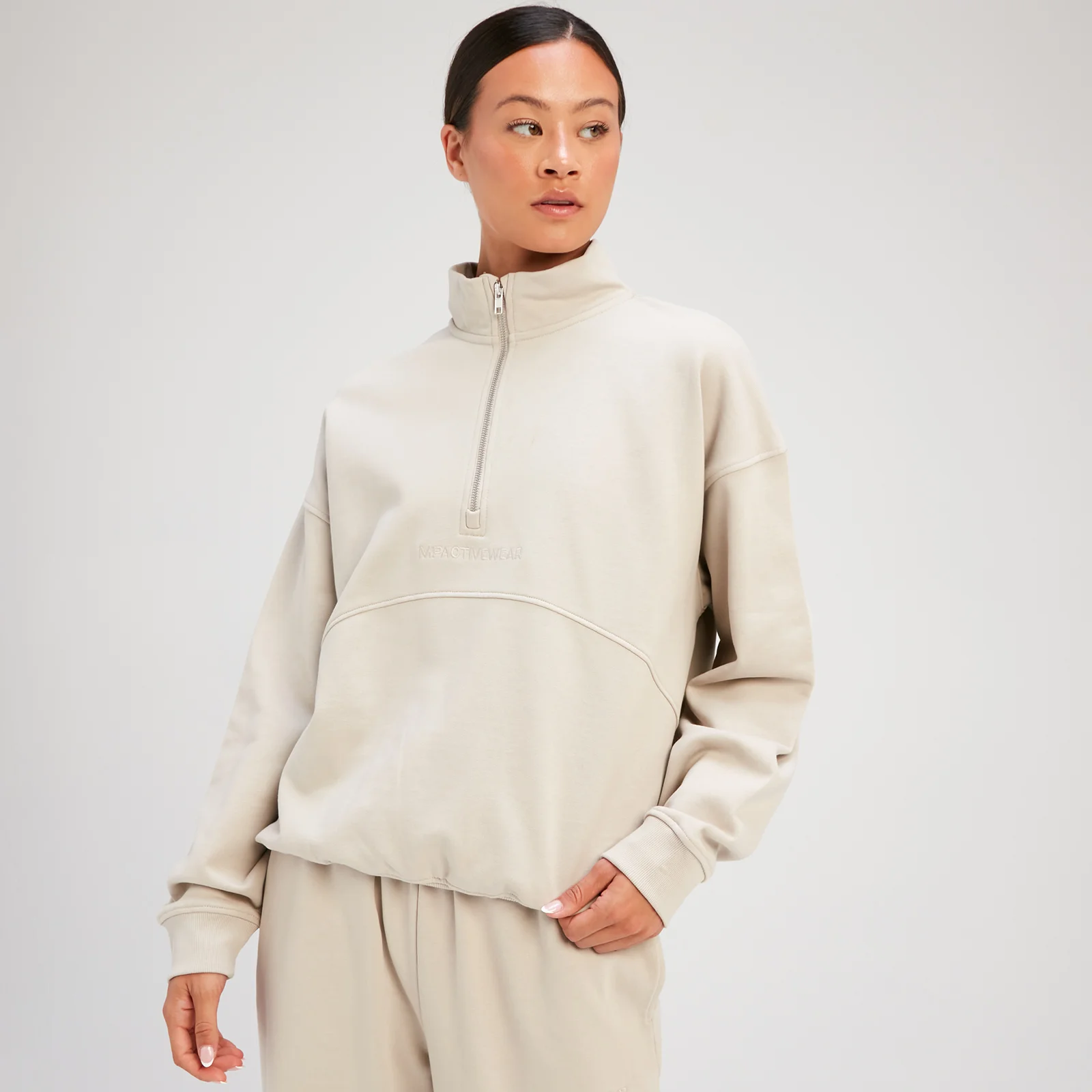 MP Women's Rest Day 1/4 Zip Sweatshirt - Canvas Grey - XS Image 1