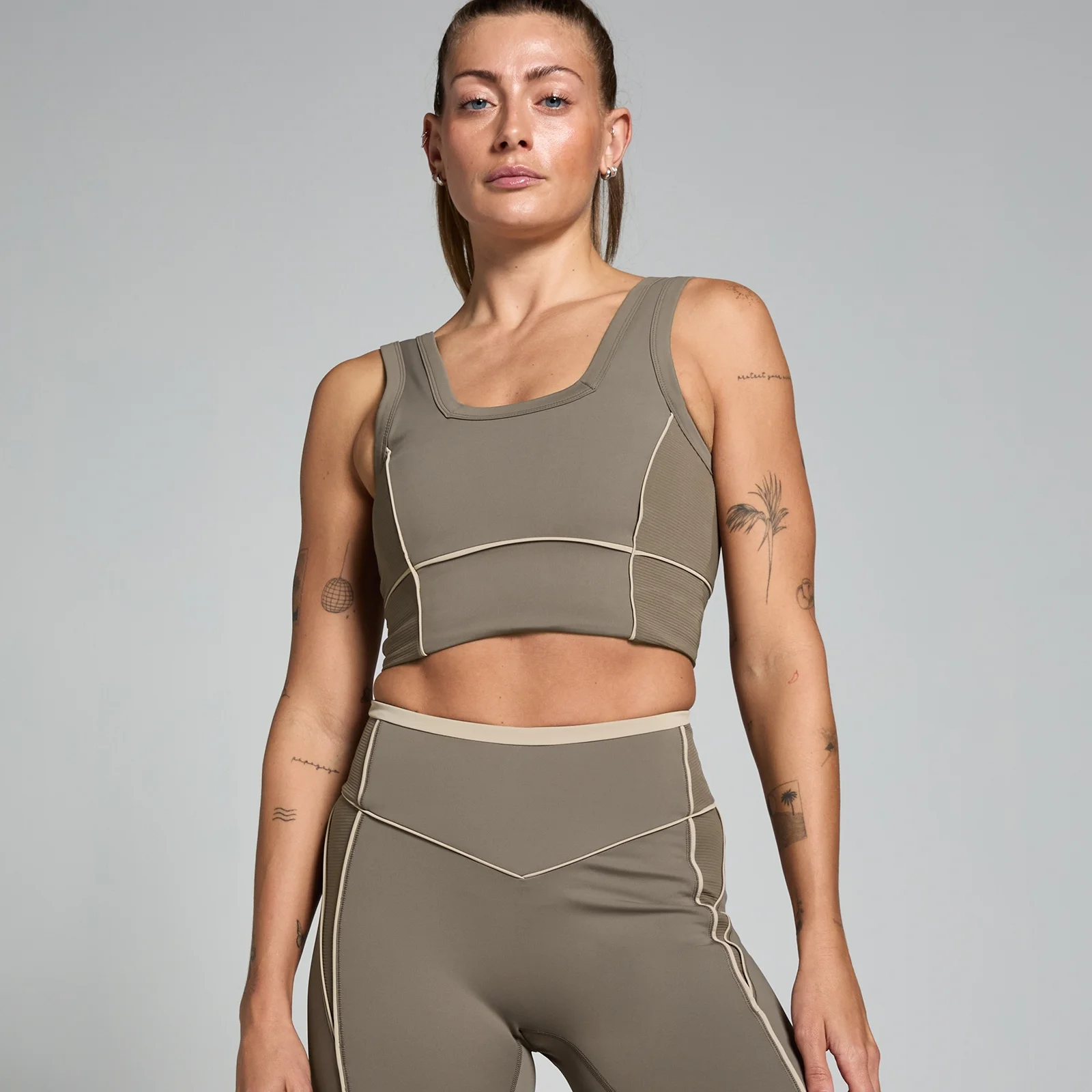 MP Women's Tempo Contrast Texture Sports Bra - Espresso - XS Image 1