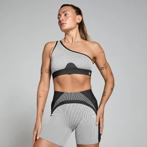 MP Women's Contrast Rib Seamless Bra - Black/Grey - Size XS