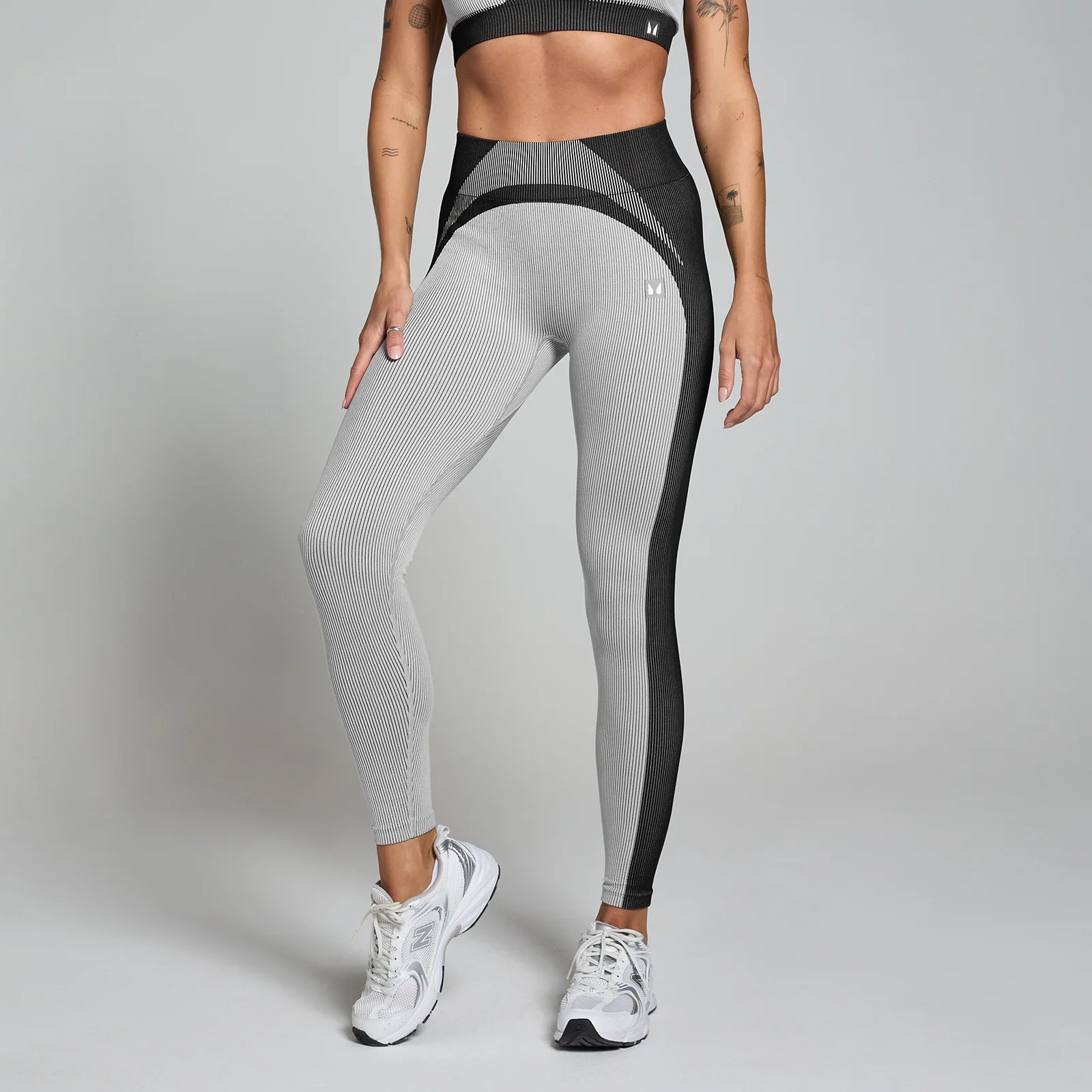 MP Women's Contrast Rib Seamless Leggings - Black/Grey - S Image 1