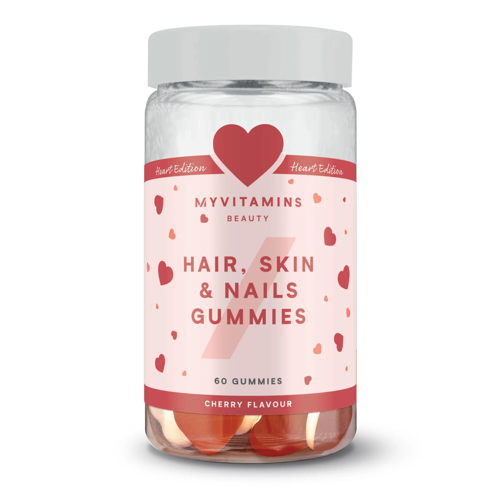 Hair, Skin & Nails Gummies - Double-Layered Heart Edition - 60gummies - Cherry Image 1