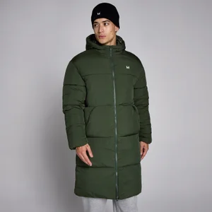 MP Men's Long Puffer Jacket - Forest Green - Size S