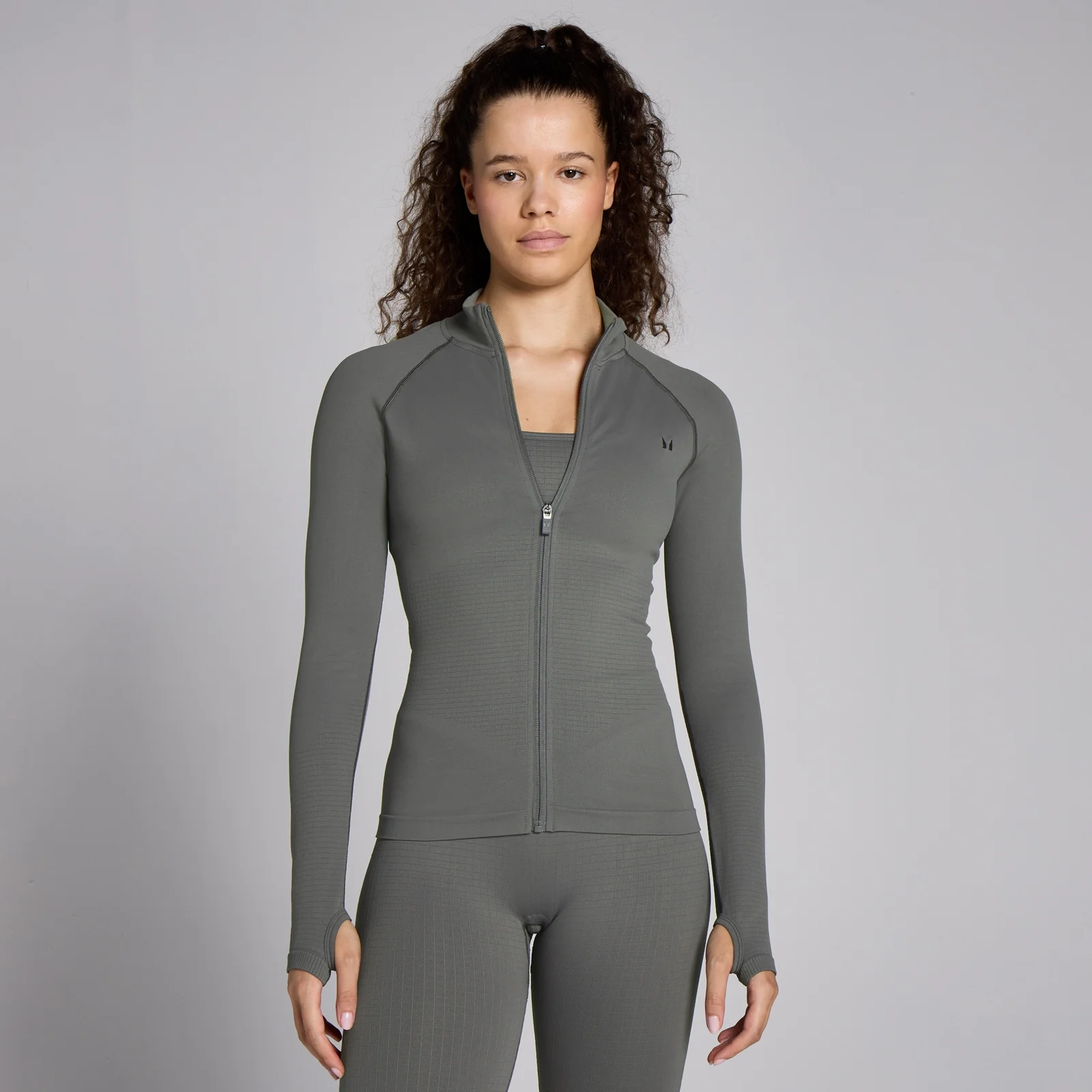 MP Women's Waffle Seamless Full Zip Jacket - Gun Metal - L Image 1