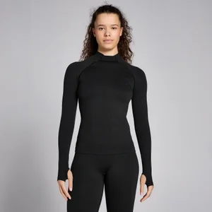 MP Women's Waffle Seamless Long Sleeve Top - Black - Size XXL