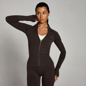 MP Women's Tempo Ultra Seamless Zip Up Jacket - Ground Coffee - Size XXL
