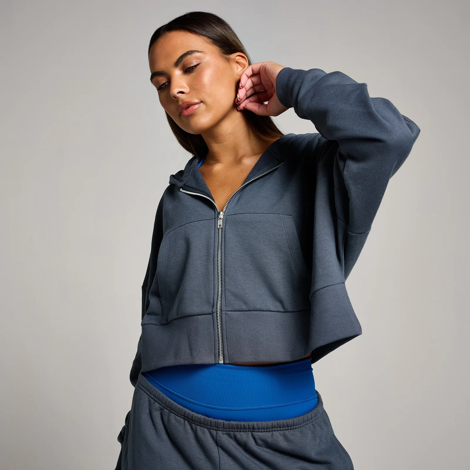 MP Women's Tempo Cropped Zip Through Hoodie - Midnight - L Image 1