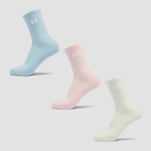 MP Unisex Crew Socks (3 Pack) - Cotton/Baby Pink/Baby Blue - Size UK 9-11