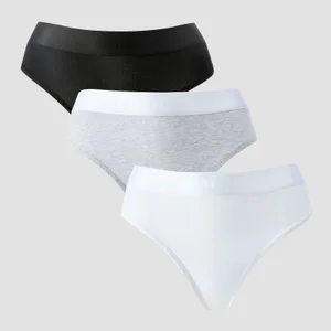 MP Women's Mid Rise Thong (5 Pack) - White/Black/Grey Marl - Size XS