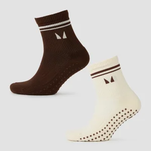 MP Pilates Socks (2 pack) - Soft Cream/Chocolate - Size UK 9-11