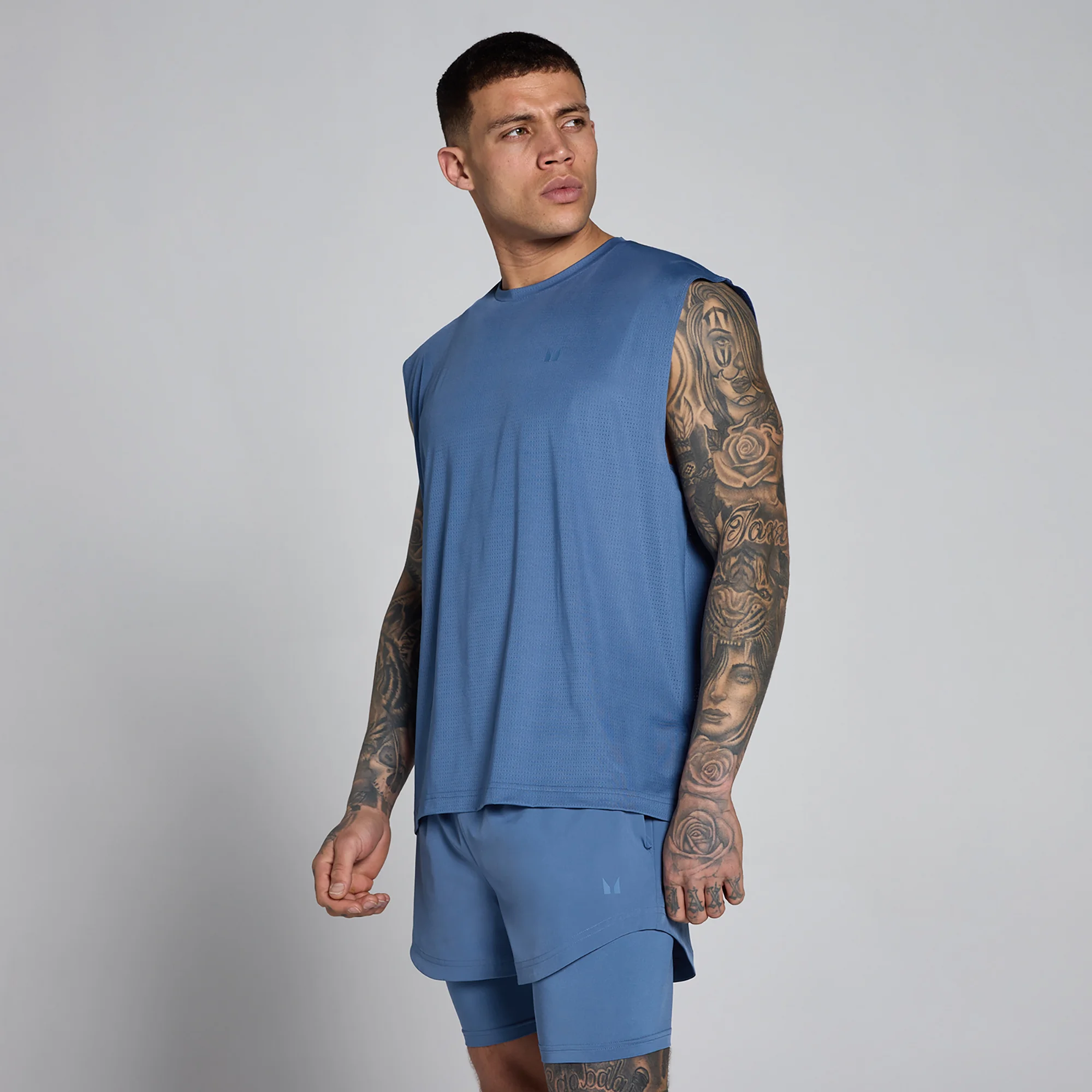 MP Men's Hybrid Oversized Mesh Tank - Slate Blue - XS Image 1