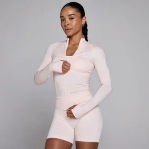 MP Women's Shape Seamless Zip Through Jacket - Baby Pink - Size L