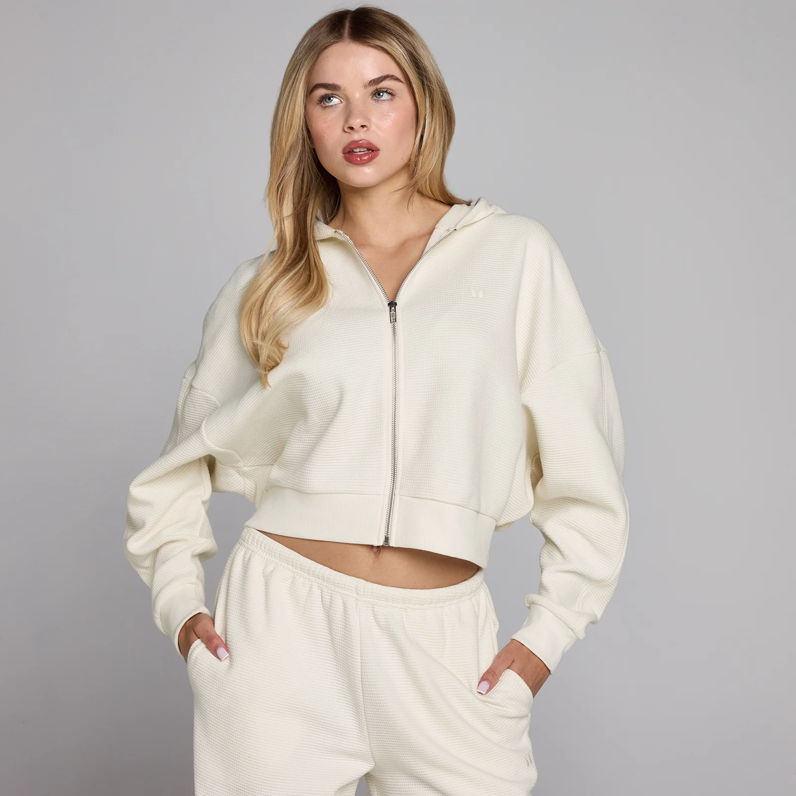 MP Women's Waffle Zip Through Hoodie - Ivory - XL Image 1