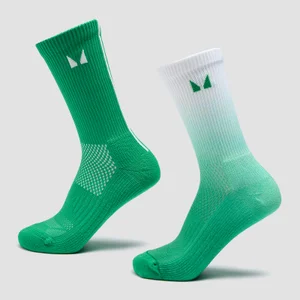 MP Running Socks (2 Pack) - Ombre Zesty Green / Light Lime Stripe - Size UK 2-5
