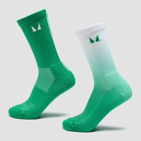 MP Running Socks (2 Pack) - Ombre Zesty Green / Light Lime Stripe