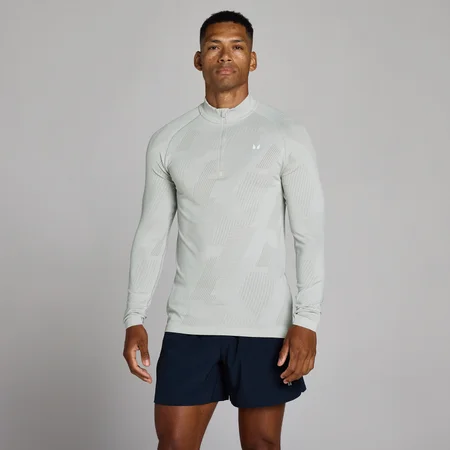 MP Men's Tempo Pillar Graphic Seamless 1/4 Zip - Chrome