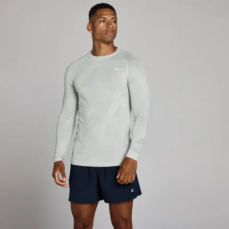 MP Men's Tempo Pillar Graphic Seamless Long Sleeve Top - Chrome