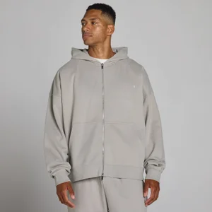 MP Men's Oversized Loopback 2 Way Zip Hoodie - Chalk Grey - Size M