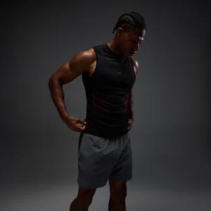 MP Men's Hero Muscle Fit Seamless Tank - Washed Black/Hero Red - Size M