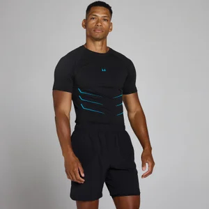 Lift Muscle Fit Seamless T-Shirt - Washed Black/Power Blue - Size M