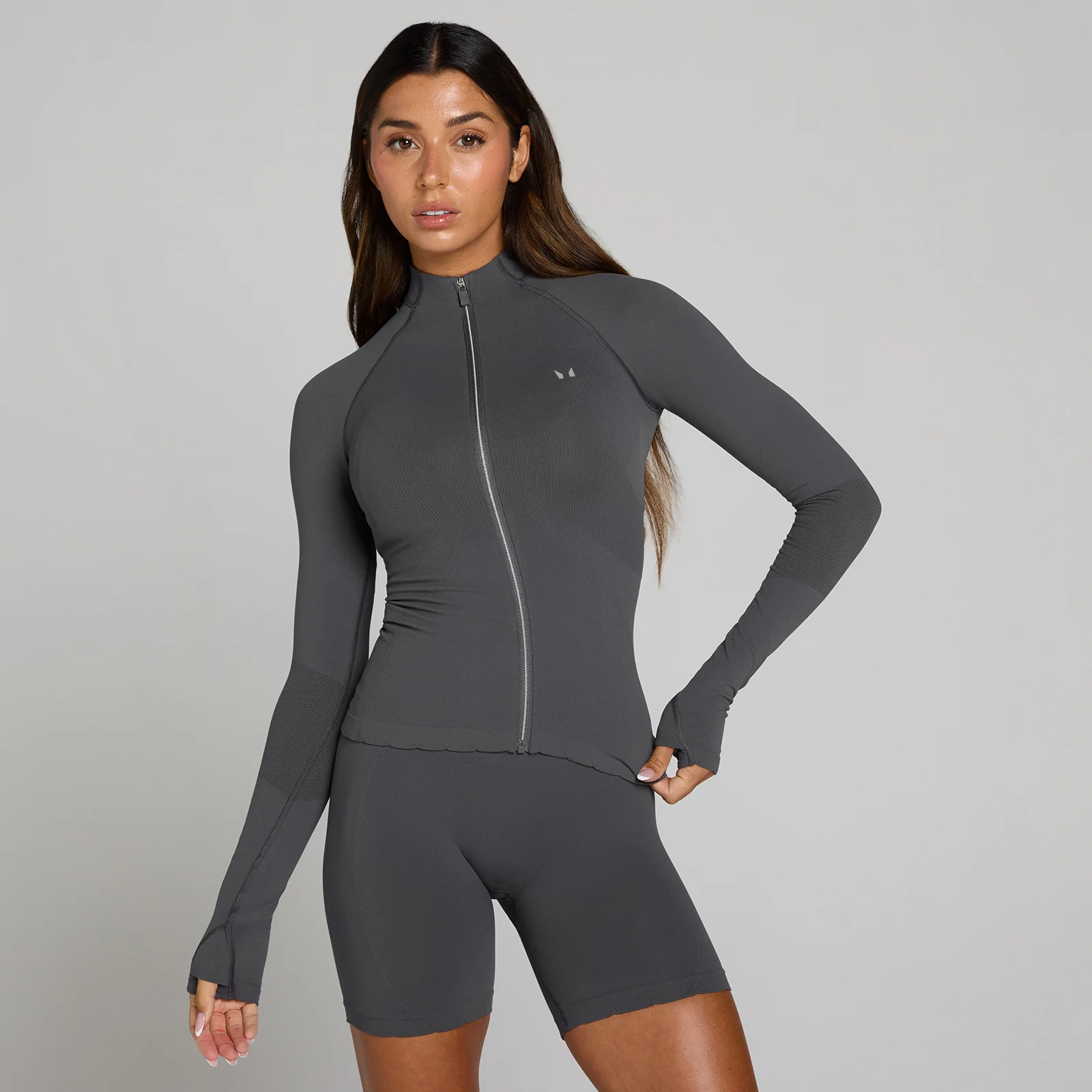 MP Women's Tempo Ultra Seamless Full Zip Jacket - Robust Grey - XS Image 1