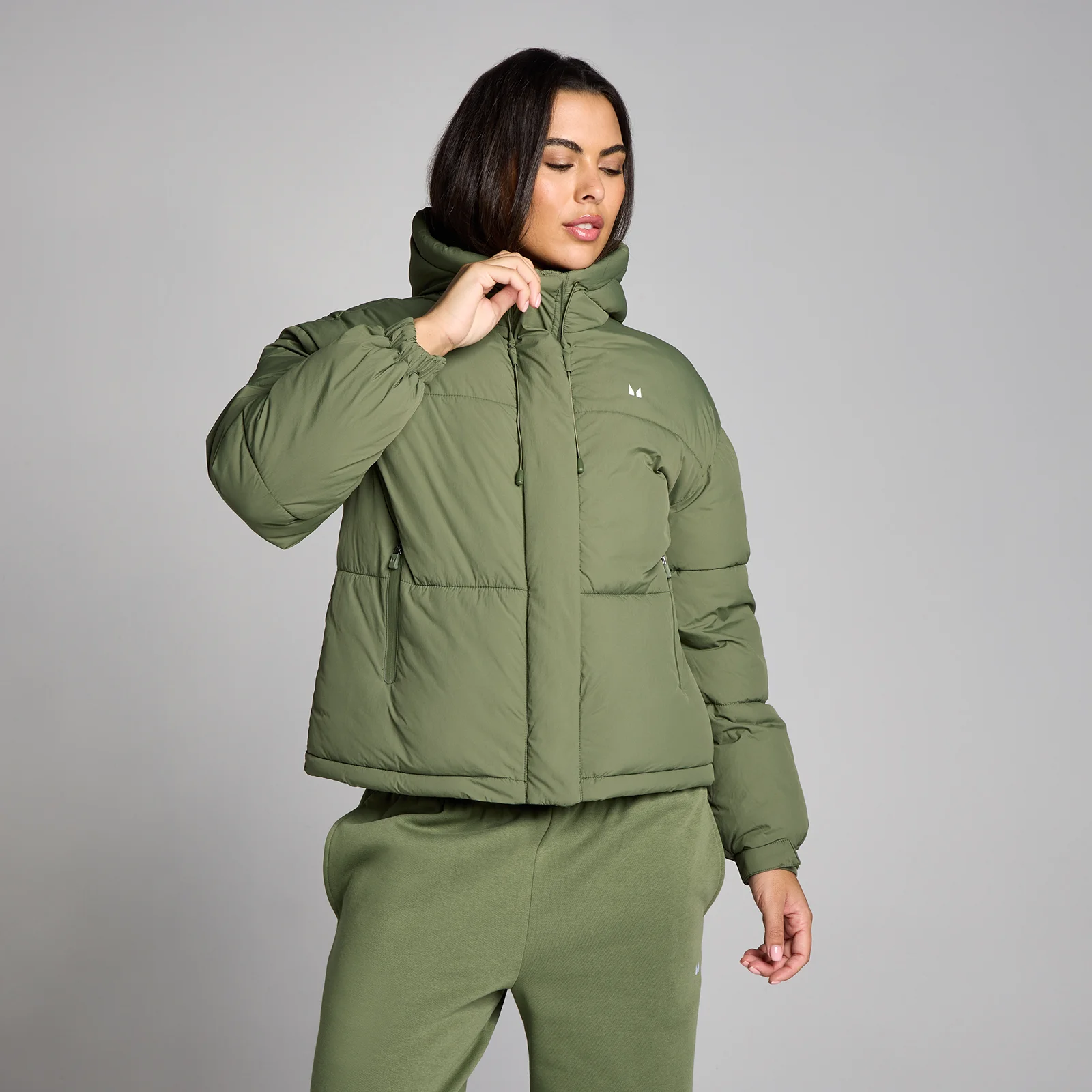 MP Women's Short Padded Puffer Jacket - Washed Olive - XS Image 1