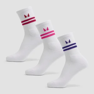 MP Stripe Retro Crew Socks (3 Pack) - Power Indigo/Bold Berry/Power Pink - Size UK 12-14