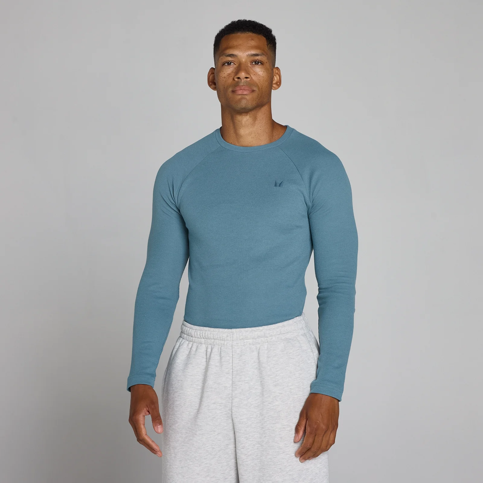 MP Men's Lift Ribbed Muscle Fit Long Sleeve Top - Midnight Slate - L Image 1