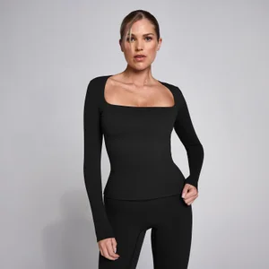 MP Women's SculptForm Square Neck Long Sleeve Top - Black - Size S