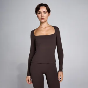 MP Women's SculptForm Square Neck Long Sleeve Top - Cocoa - Size M