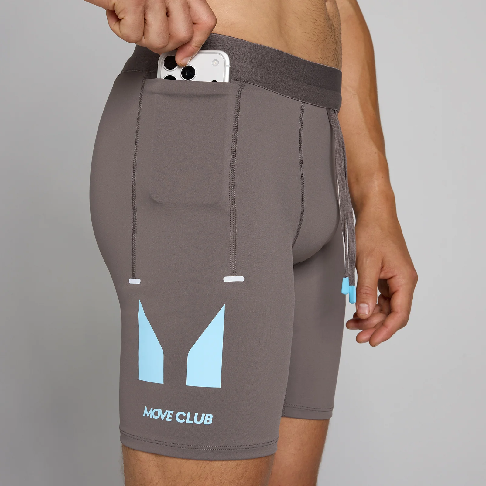 MP Men's Hybrid Half Tight Shorts - Ash Grey - XS Image 4