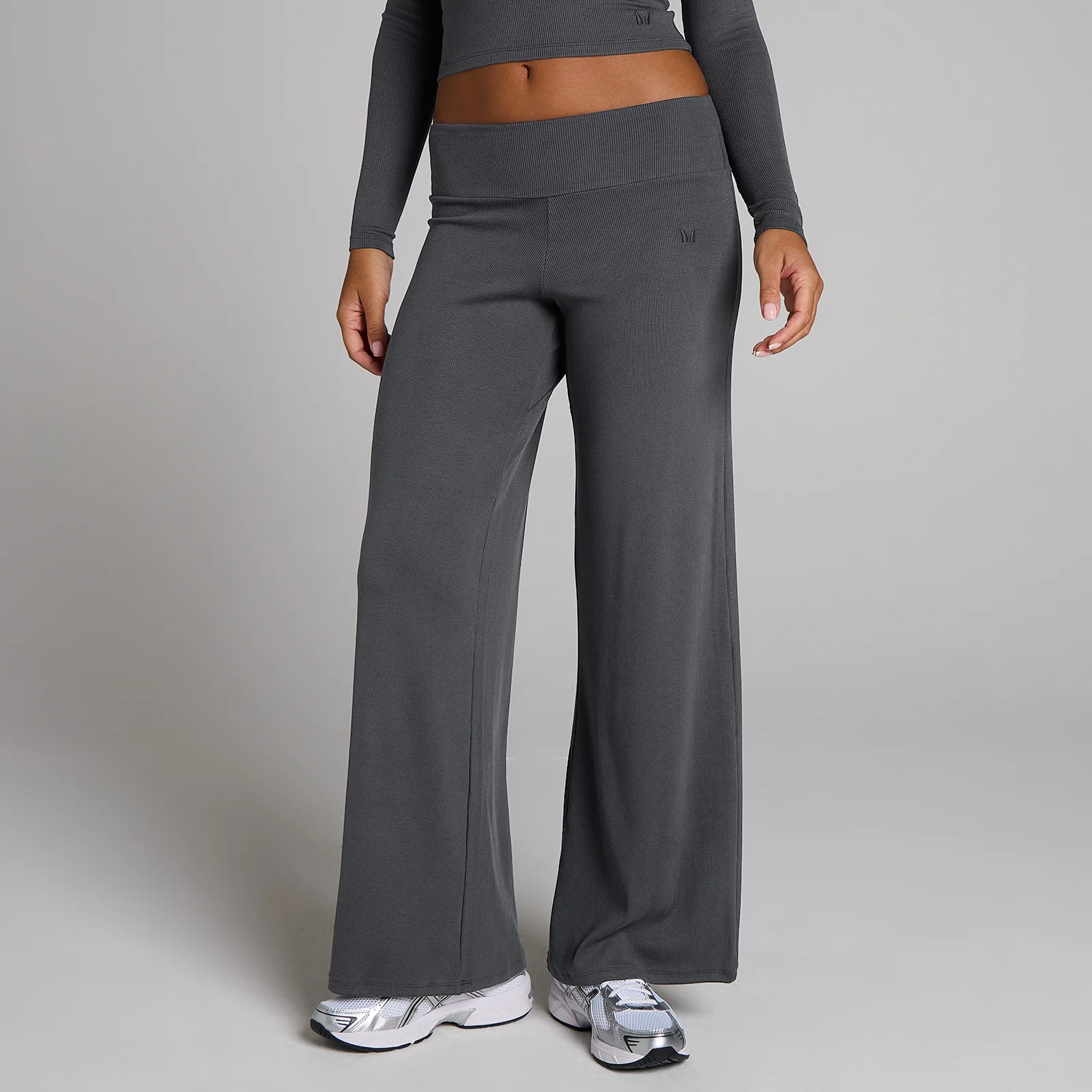 MP Women's Ribbed Wide Leg Leggings - Robust Grey - S Image 1