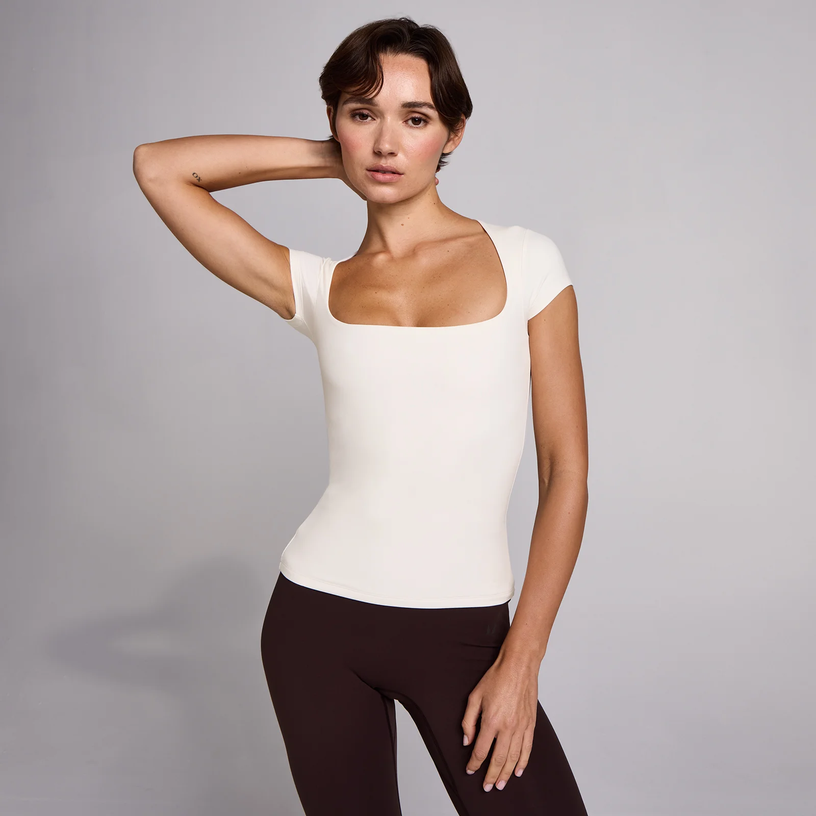MP Women's SculptForm Square Neck Short Sleeve Top - Pearl - M Image 1