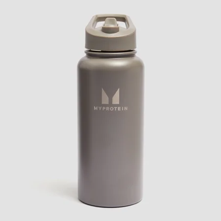 Myprotein Recycled Metal Flip Straw Bottle 1L - Dark Truffle