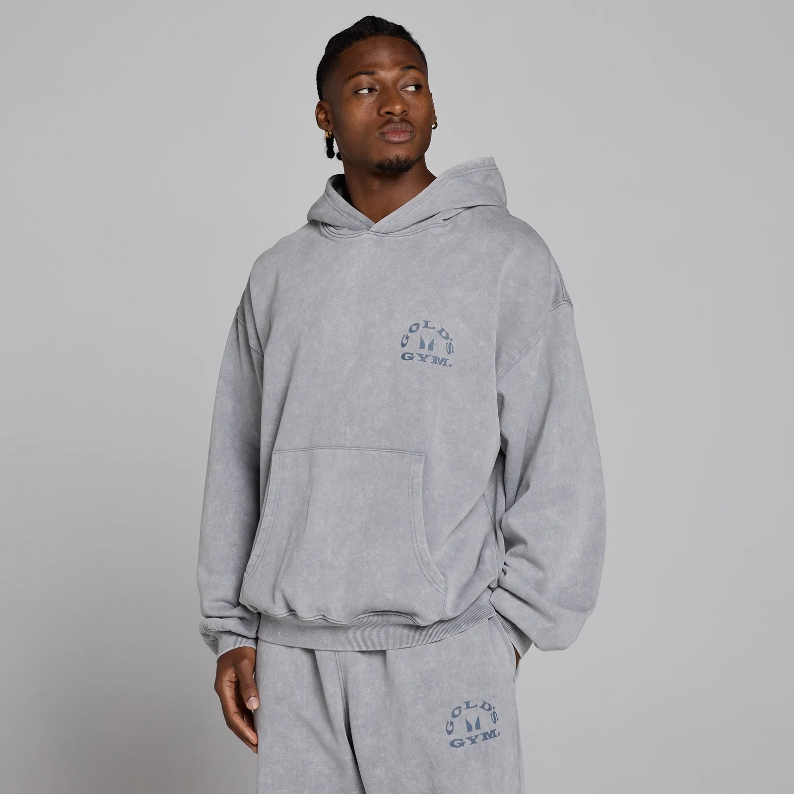 MP X Gold's Men's Washed Graphic Oversized Hoodie - Steel Blue - L Image 3