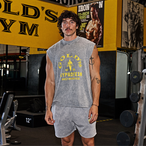 MP X Gold's Men's Washed Graphic Oversized Tank - Steel Blue - Size XL