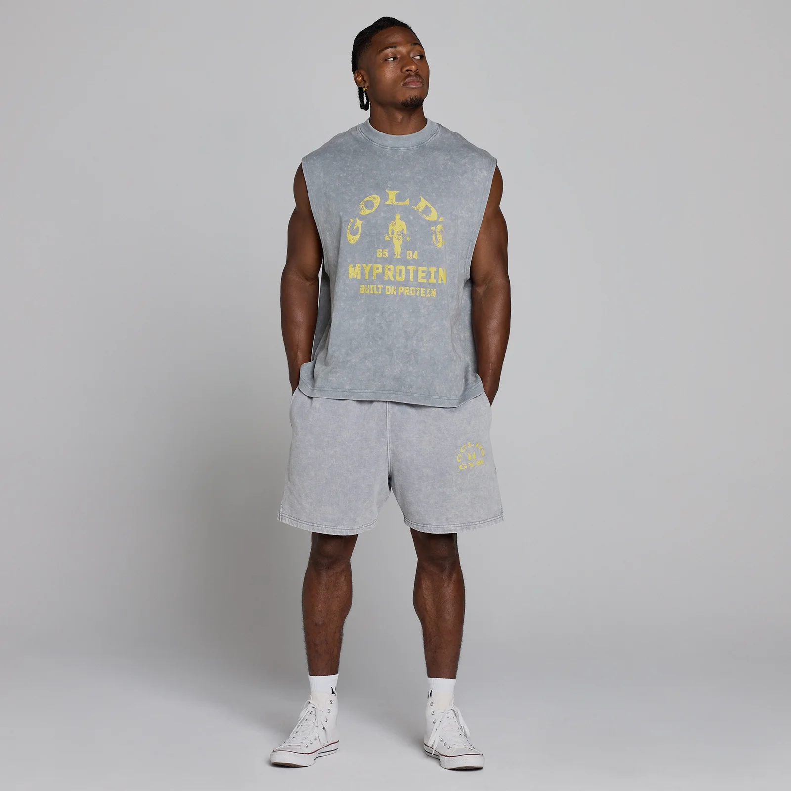 MP X Gold's Men's Washed Graphic Oversized Sweat Shorts - Steel Blue - XS Image 5